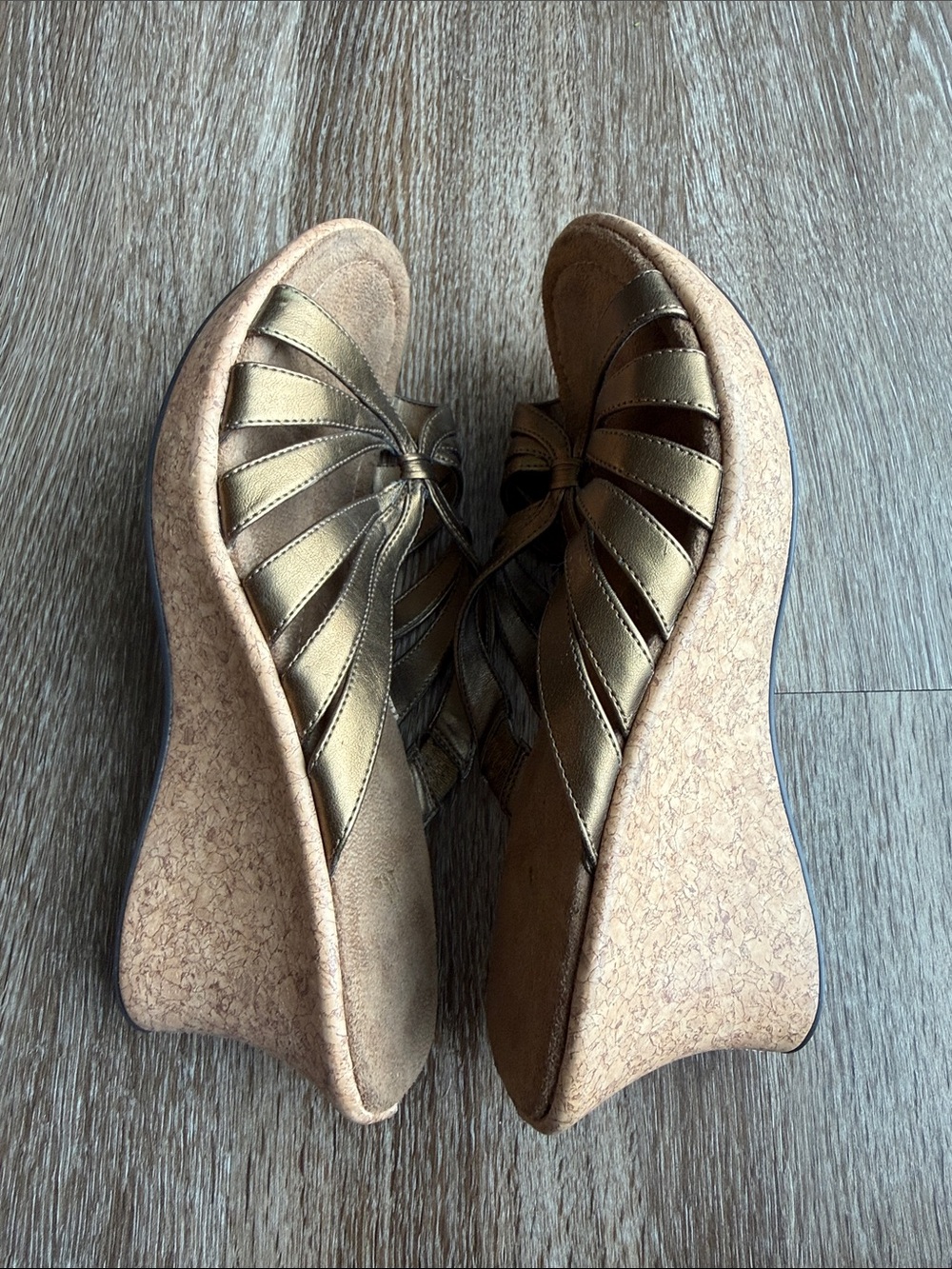 White Mt Bronze Y2K Wedge Sandals - Picture 5 of 8